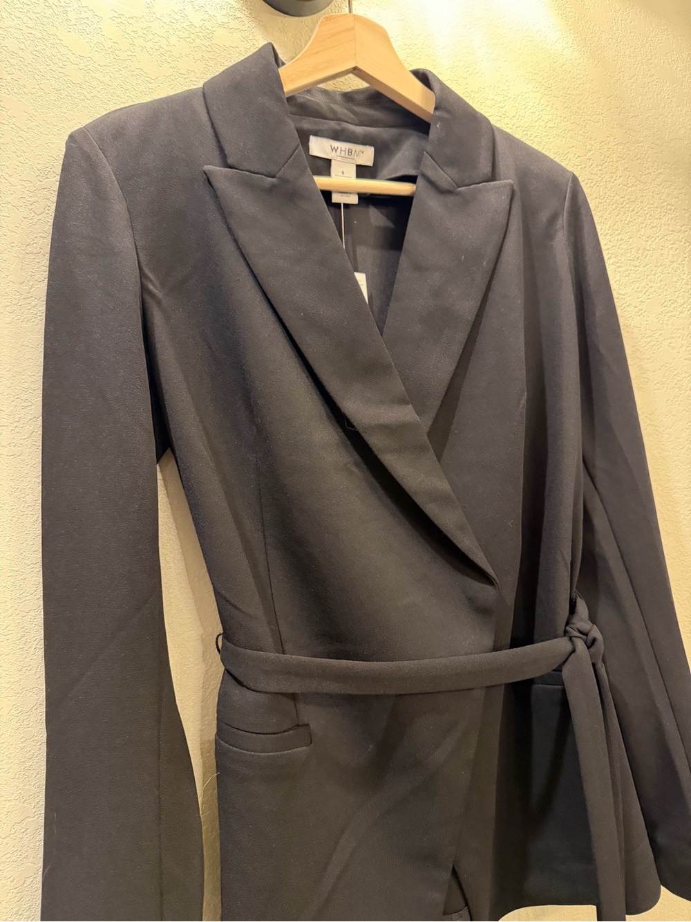 WHBM Black Wrap Blazer with Tie Belt. NEW!